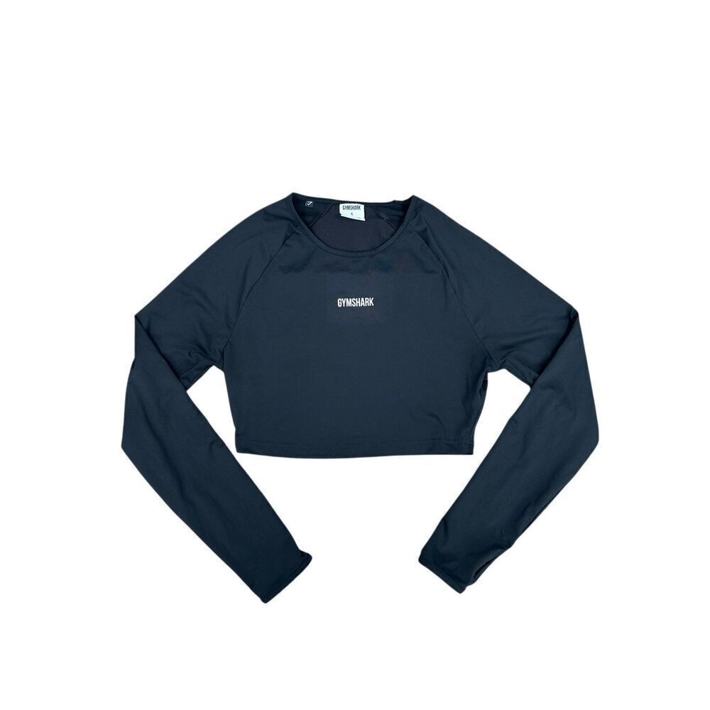 gymshark training long sleeve crop top black workout shirt S gym lifting